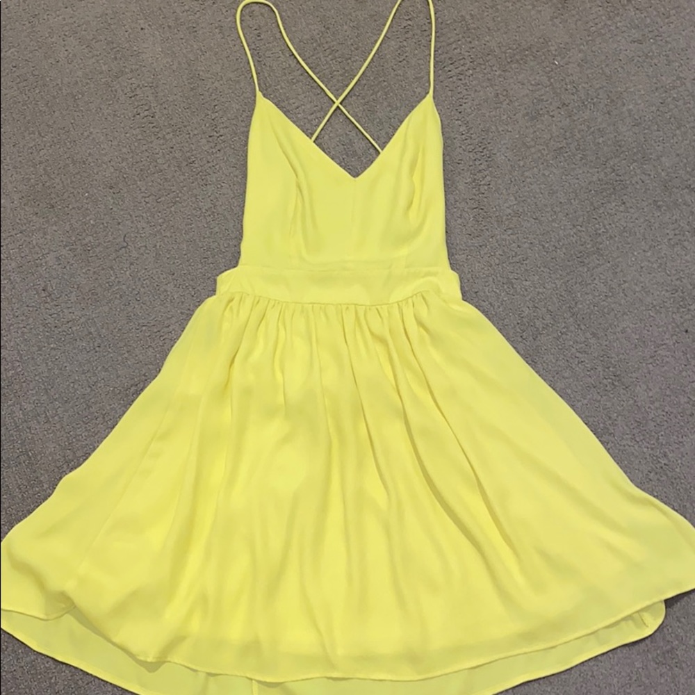 Yellow Fit ‘n Flare Backless Cross Strap Dress